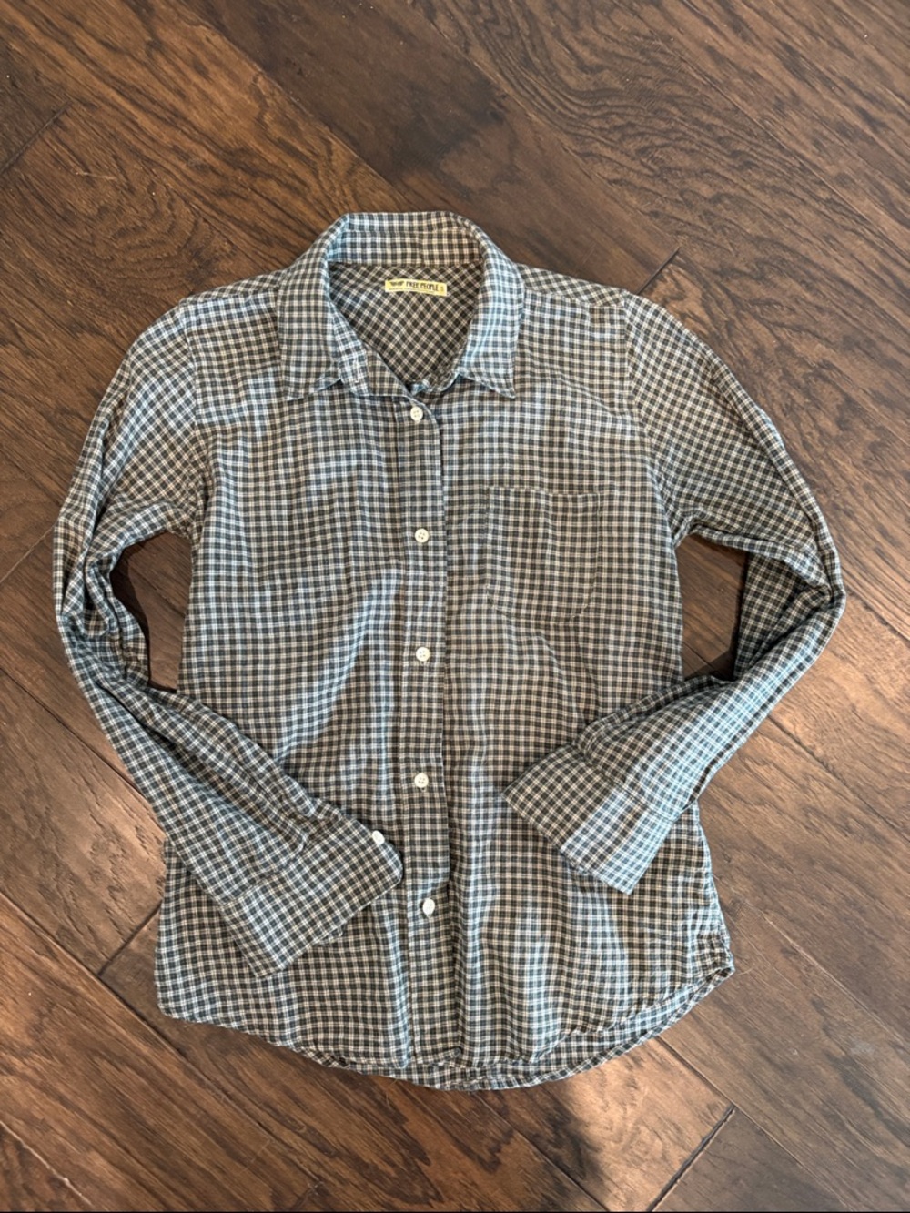 Free People Green Plaid Shirt